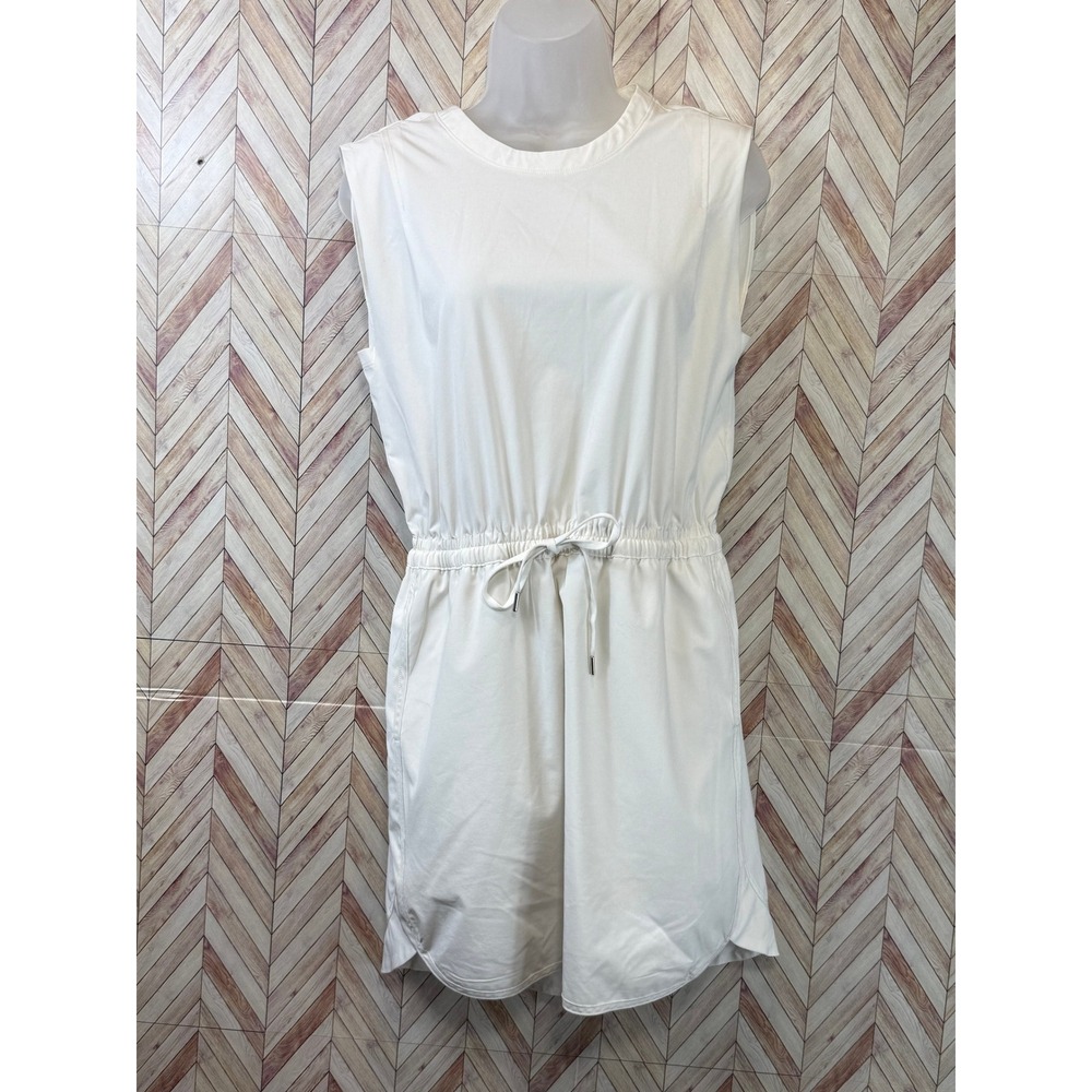 Calla Women's White Sleeveless Drawstring Waist Dress Small Activewear S‎ Sporty